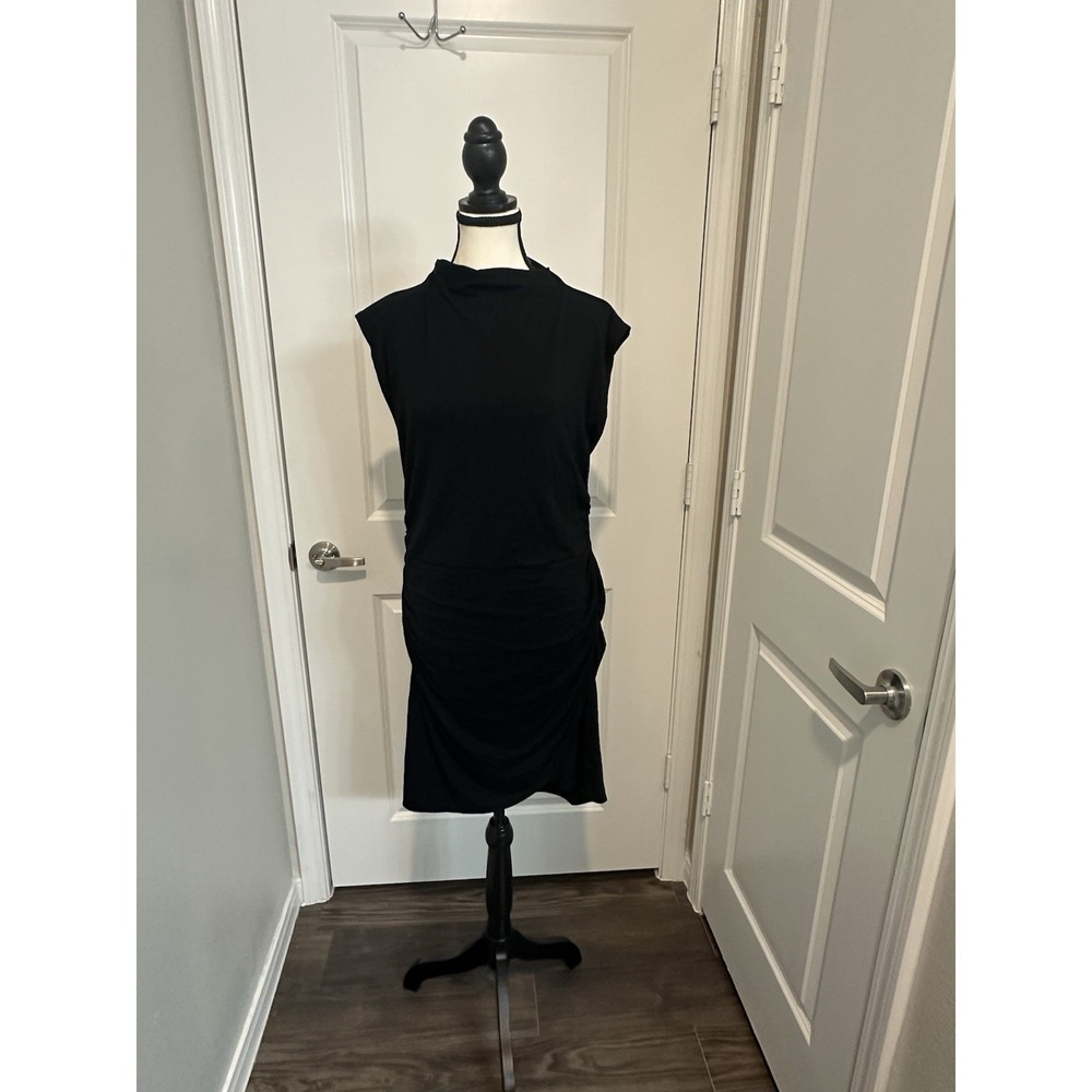 Aritzia‎ Wilfred Boulevard Dress Black Ruched Side Sleeveless Midi XL